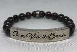 IamTra Quote Stack, Latin: Love Conquers All Things, Garnet