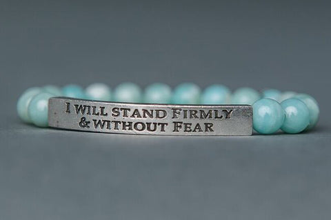 IamTra Quote Stack, I Will Stand Firmly and Without Fear, Goethe, Amazonite